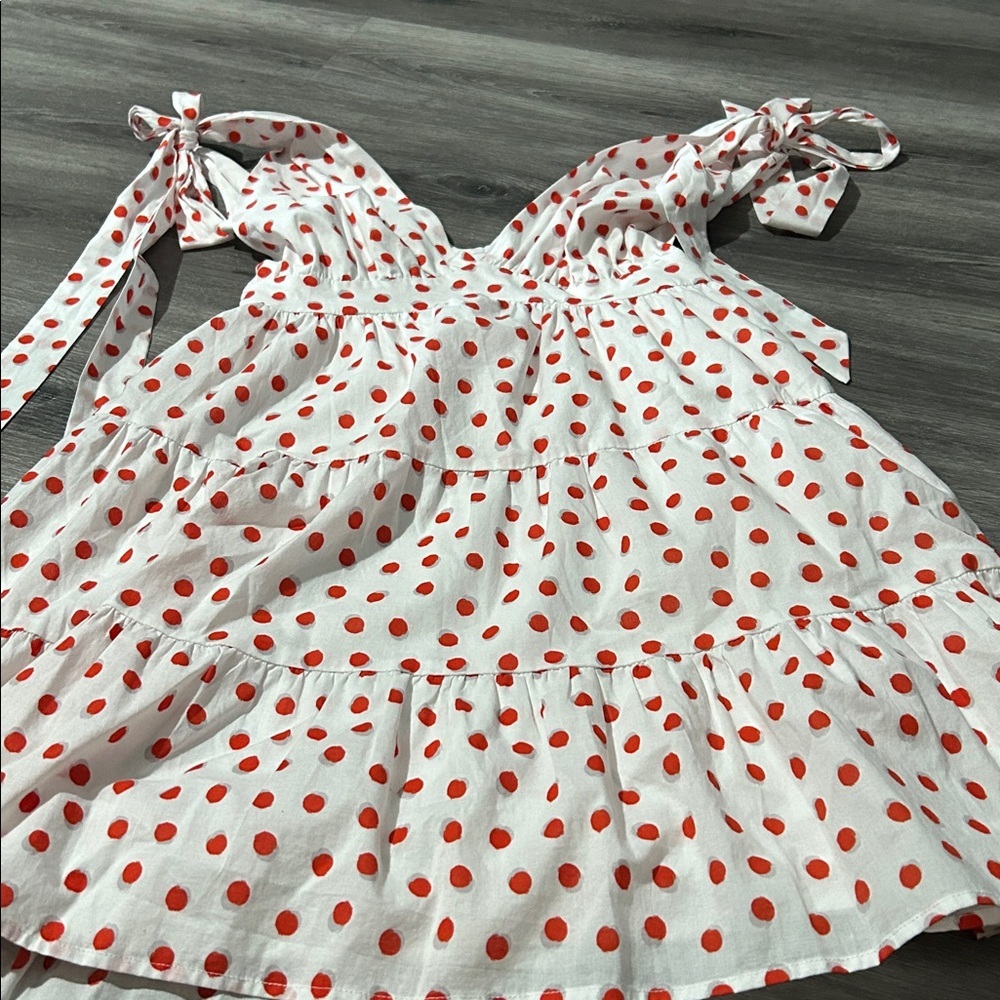 Sugarlips White Dress‎ with Red and Pink Polka Dots